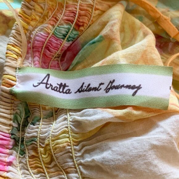 Aratta Silent Journey Birth of Venus Maxi Dress S Pockets India Sleeveless - Picture 7 of 10